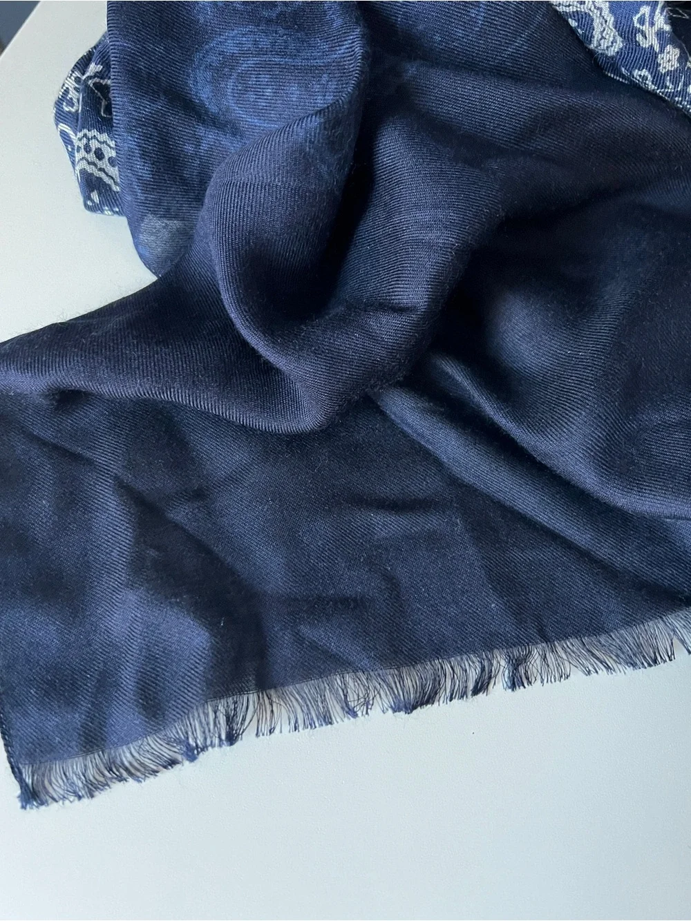 Altea Navy Paisley Ombré Soft Lightweight Scarf